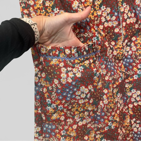 Vintage 60s Floral Dress with Zipper Ruffle Details Pockets Cottage Boho - Picture 5 of 7